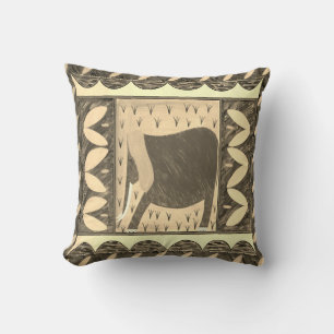 Coussin L'éléphant kenyan Sepia lance l'oreiller