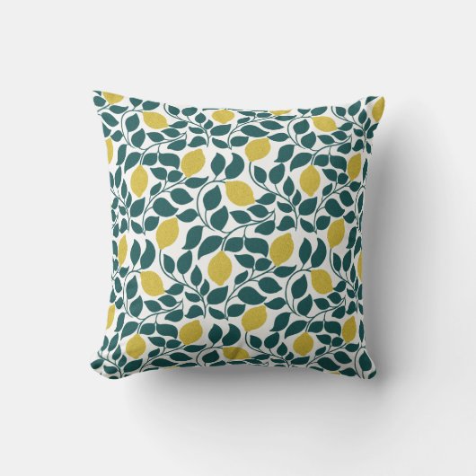 Coussin Lemon & Leaf Imprimé Partout Dessin à la Main (Recto)
