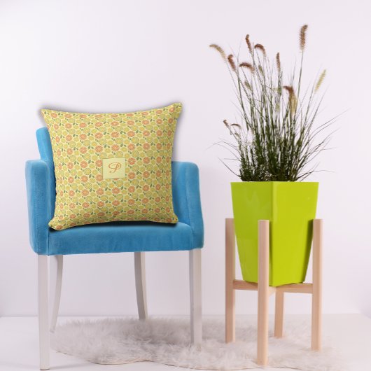 Coussin Lemon leaves white yellow orange Pattern