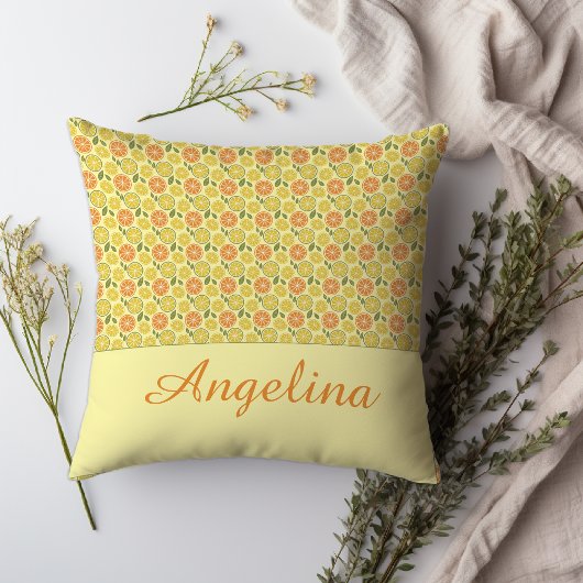 Coussin Lemon leaves white yellow orange Pattern name 