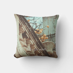 Coussin Lemon Tree et les bâtiments anciens