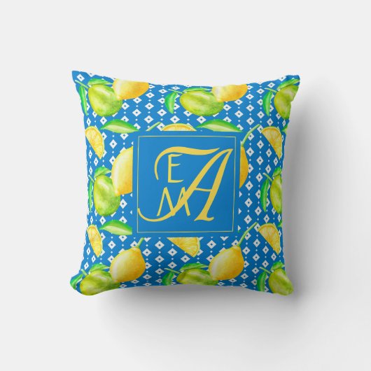 Coussin Lemon Tree Ocean Blue MONOGRAM (Recto)