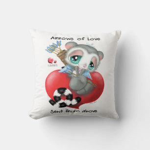 Coussin Lémurien Cupidon mignon sur un cœur - Flèches d'am