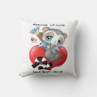 Coussin Lémurien Cupidon mignon sur un cœur - Flèches d'am