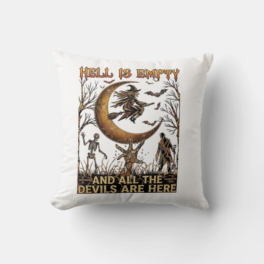Coussin L'enfer est vide Halloween Sorcière Croissant de L (Recto)