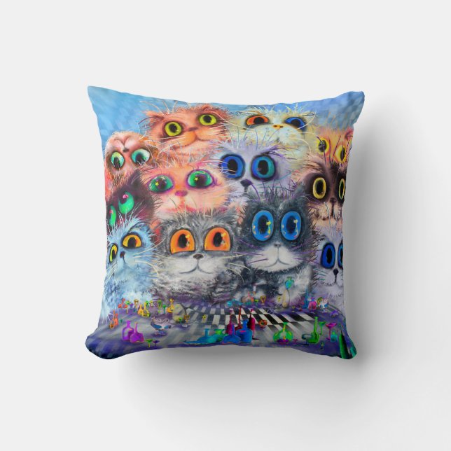 Coussin L'ensemble des portraits de chats arrière - plan a (Recto)
