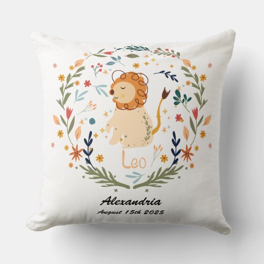 Coussin Leo Baby, Zodiac Nursery Decor (Recto)