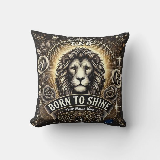 Coussin Leo "Born to Shine" Jetez l'oreiller (Recto)