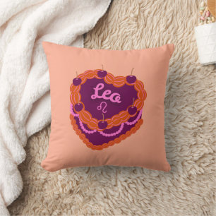 Coussin Leo Zodiac Pastel Coeur gâteau d'anniversaire