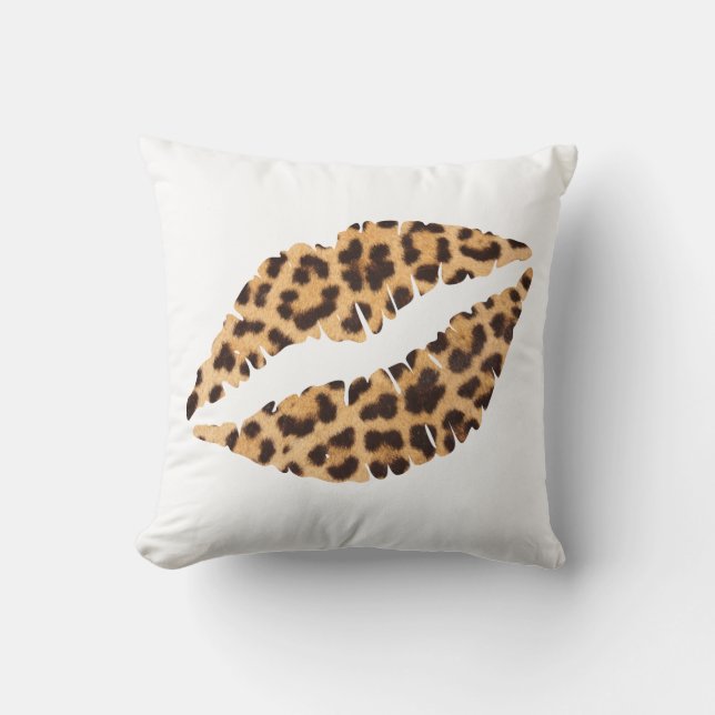 Coussin Leopard Cheetah Poster de animal lèvres bouche (Recto)