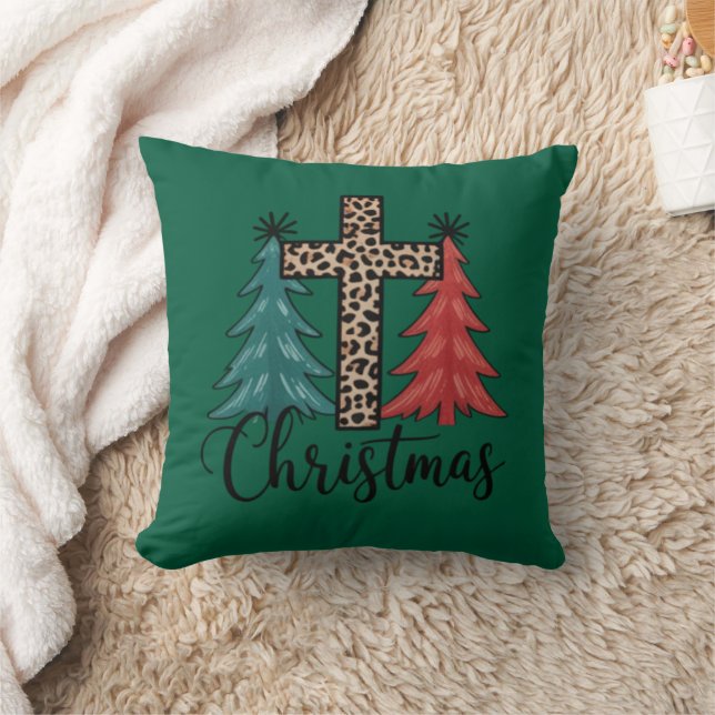 Coussin Leopard Cross Arbres de Noël Christian (Couverture)