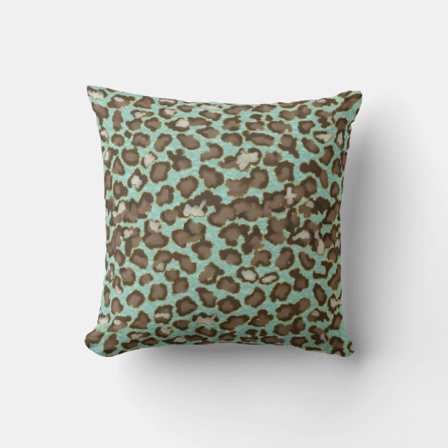 Coussin Leopard de neige peint à la main Poster de animal  (Recto)