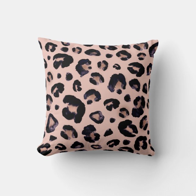 Coussin Léopard De Neige, Texture Dessinée À La Main. (Recto)