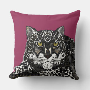 Coussin léopard des neiges rose