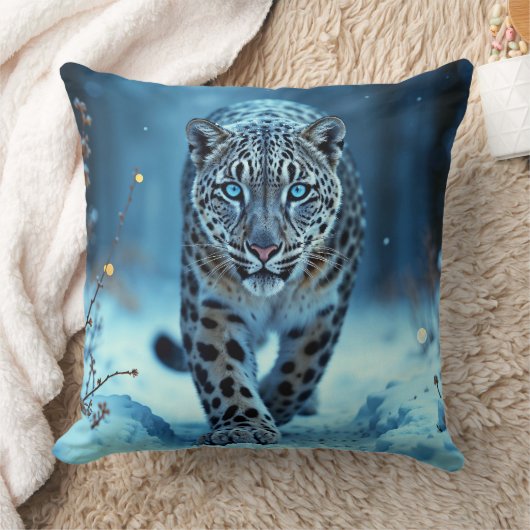 Coussin Léopard des neiges sauvages gelée de marche forêt (Couverture)