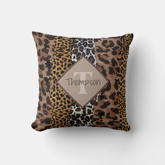 Coussin Leopard et Cheetah Nom d'impression (Recto)
