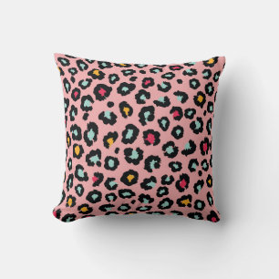 Coussin Léopard Exotique : Coloré Amusant Sans Couleur.