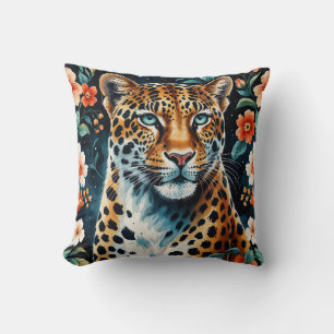 Coussin léopard floral vintage