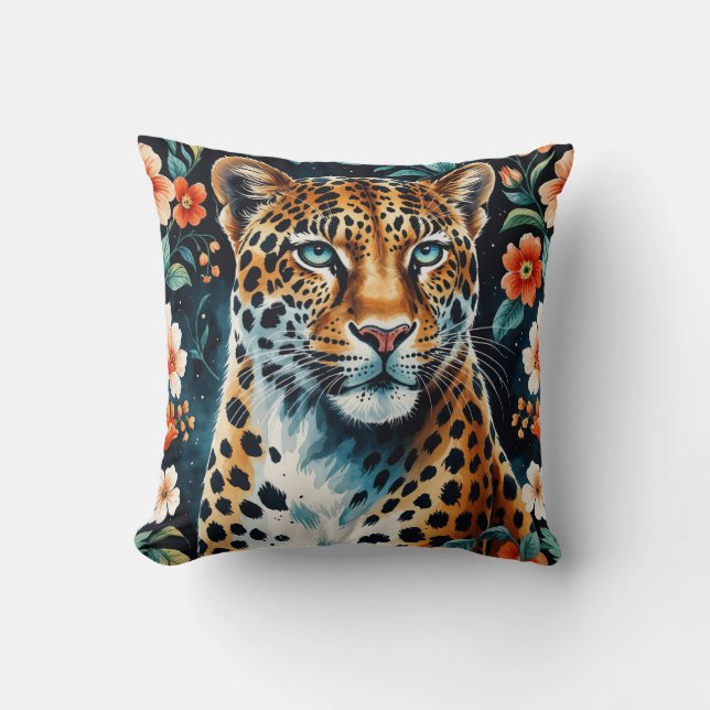 Coussin léopard floral vintage (Recto)