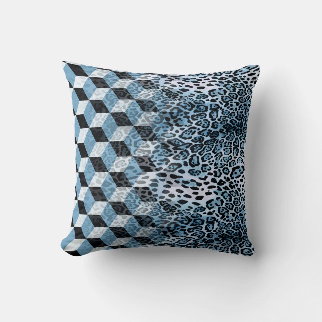 Coussin Léopard Géométrique, Design de peau animale. (Recto)