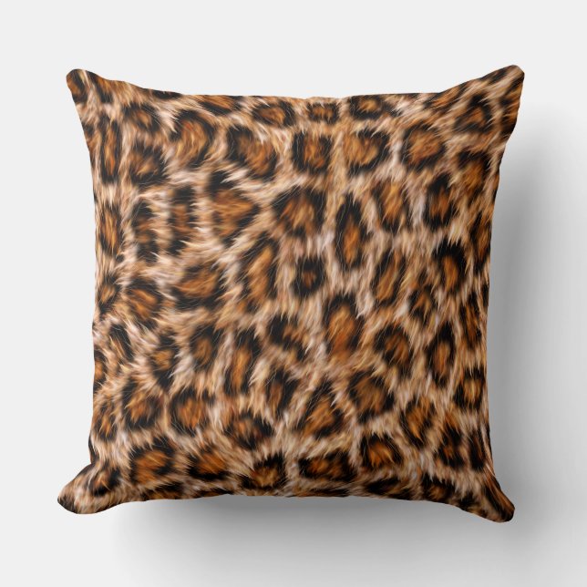 Coussin Leopard Jaguar Chat fourrure Brown Motif-24609 (Recto)