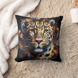 Coussin Leopard Magic : Atmosphère de la jungle artistique
