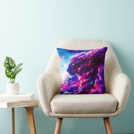 Coussin Léopard néon cosmique futuriste (Chaise)