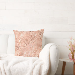 Coussin Léopard or Rose rose pâle