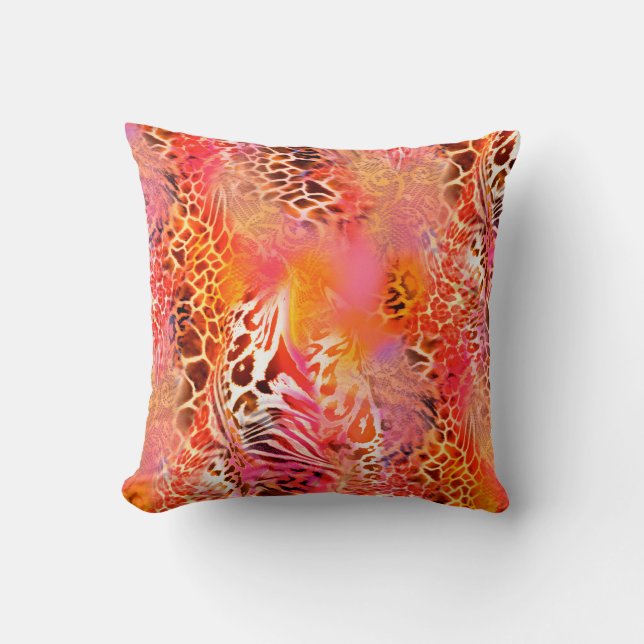 Coussin léopard peau motif léopard, abstrait, anima (Recto)