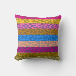 Coussin Léopard Peau multicolore Motif à bande