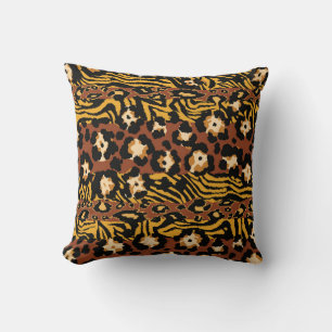Coussin Léopard, peaux de tigre, motif sauvage.