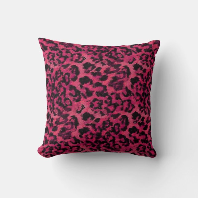 Coussin Léopard rose et noir (Recto)