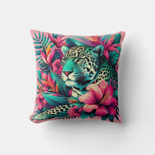 Coussin Leopard rose Jaguar Big Cat Art
