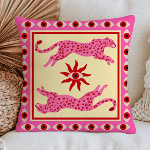Coussin Léopards roses & Mauvais Œil Dopamine Déco Funky