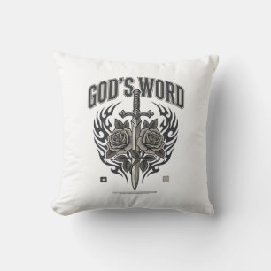 Coussin L'Épée de la Parole de Dieu & Roses Vintage Chréti