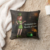 Coussin Leprechaun Toon Girl à côté du pot d'or (Couverture)