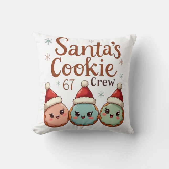 Coussin L'équipe de biscuits de Noël 67 du Père Noël (Recto)