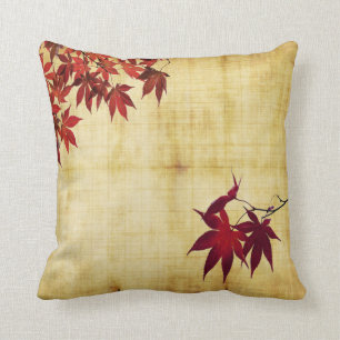 Coussin L'érable japonais cramoisi laisse des branches su