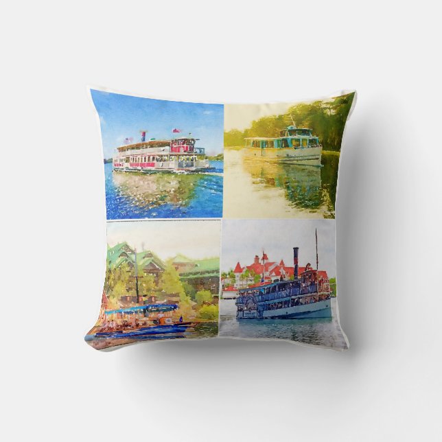 Coussin Les 4 bateaux du lac bay (Recto)
