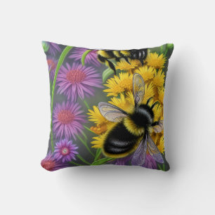Coussin Les abeilles dans une prairie à fleurs