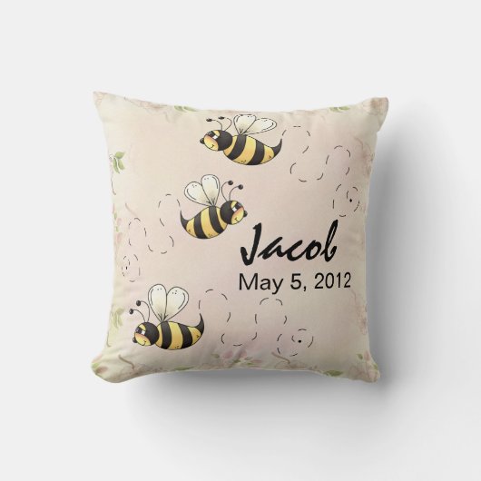 Coussin Les abeilles du pays mignons à personnaliser (Recto)