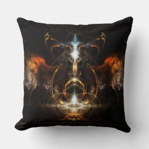 Coussin Les ailes de l'art fractal du feu par Xzendor7