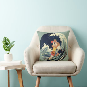 Coussin Les amateurs d'art déco vintage se baignent dans l