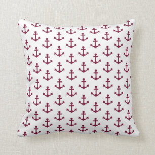 Coussin Les Ancres modèlent le blanc marron rouge nautiqu