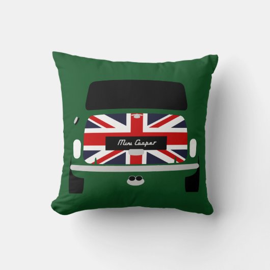 Coussin Les Anglais classiques emballant Austin vert Mini (Recto)