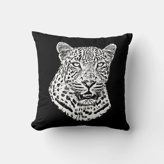 Coussin Les animaux Art Snow Leopard Head Jungle safari (Recto)