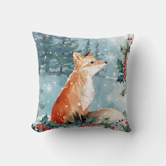 Coussin Les animaux des forêts de Noël, le renard (Recto)