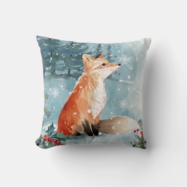 Coussin Les animaux des forêts de Noël, le renard (Recto)