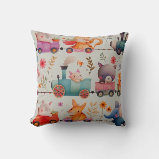 Coussin Les animaux mignons en train, Safari (Recto)