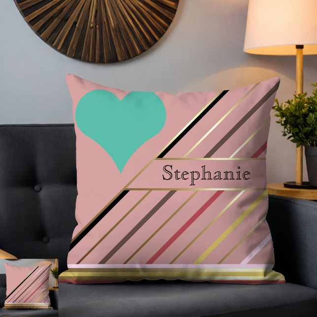 Coussin Les années 70 Retro Inspirés Rose Et Or (Créateur téléchargé)